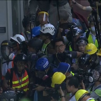 A demonstration in Hong Kong turned combative on Monday when a group of pro-autonomy protesters, surrounded by thousands of others, began ramming and bashing the Legislative Council building.