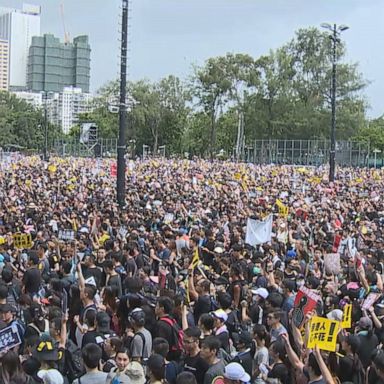 ABC News' Clayton Sandell reports from Victoria Park at a rally protesting the Hong Kong government.