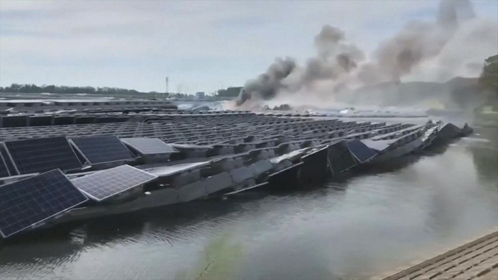 Floating Solar Power Farm Catches Fire In Japan Video Abc News