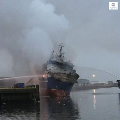 VIDEO: Trawler engulfed in flames capsizes in Norway