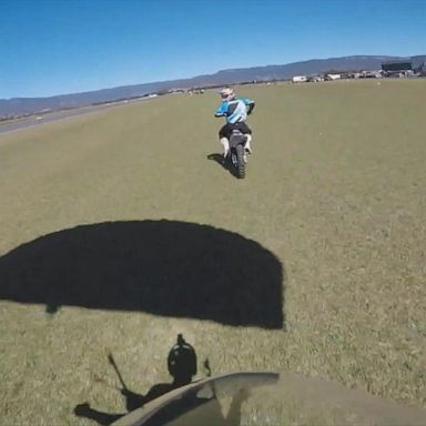 The stunt took three attempts to perfect at an airport in New South Wales.