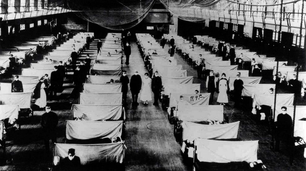 PHOTO: Image shows warehouses that were converted to keep the infected people quarantined. The patients are suffering from the 1918 Influenza pandemic.