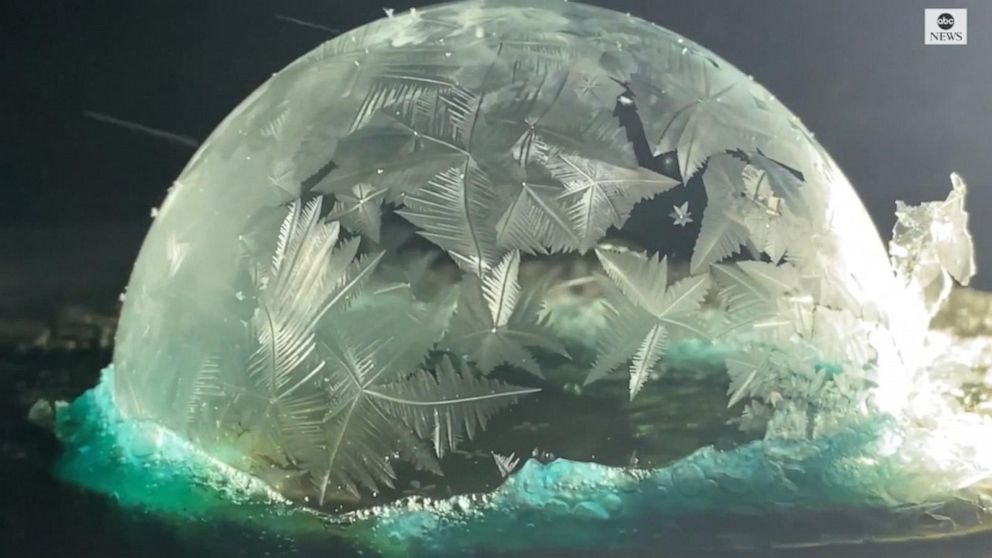 Ice Crystals Form On Frozen Bubble Video Abc News