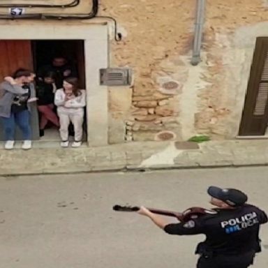 The police officers in Mallorca, Spain, were seen singing and dancing to entertain the community in coronavirus lockdown.