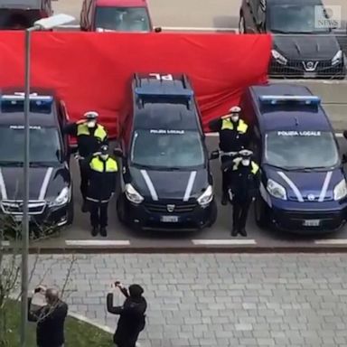 Police and local officials in Verona, Italy, saluted and gave a round of applause to medical workers battling against the coronavirus.