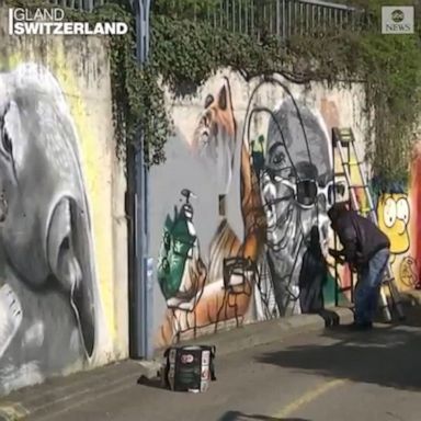 A Swiss artist, David Perez, painted a giant mural of a nurse and a supermarket cashier to pay tribute, and he plans on creating more portraits in the coming weeks.