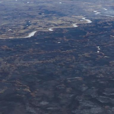 Drone video shows aftermath of wildfires around Chernobyl