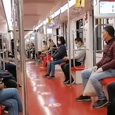 VIDEO: Passengers on Milan metro car practice social distancing