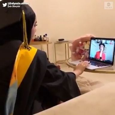  A student in Abu Dhabi celebrated getting her master’s from the University of Michigan and gave a heartfelt thanks to her teachers and classmates via video chat.