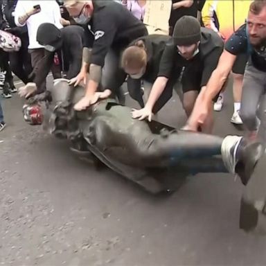 Black Lives Matter demonstrators in Bristol ripped down a statue of Edward Colston, a 17th century slave trader, and threw it into a river.