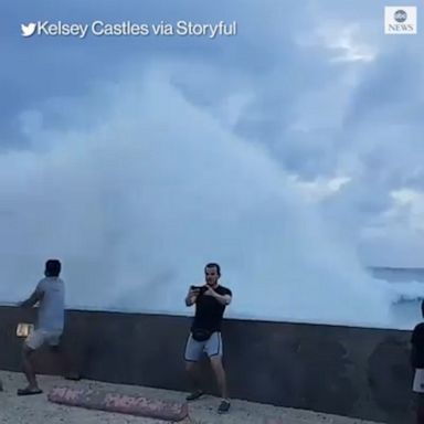 Huge waves caused by Hurricane Delta lashed the Cayman Islands.