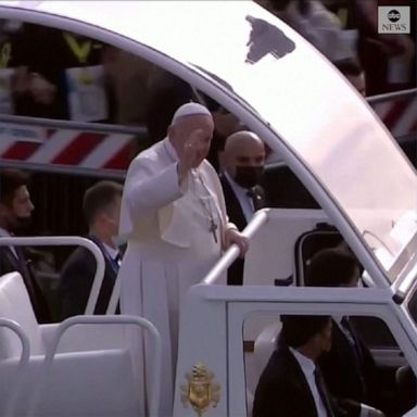 Pope Francis held mass at a stadium in Erbil, where some 10,000 people gathered to cheer his arrival.