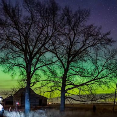 A photographer captured stunning time-lapse footage of aurora spanning across a night sky in Canada.