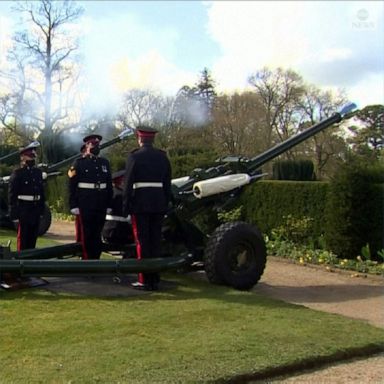 The death of Prince Philip marked with gun salutes across the U.K. as military leaders honored the former naval officer.