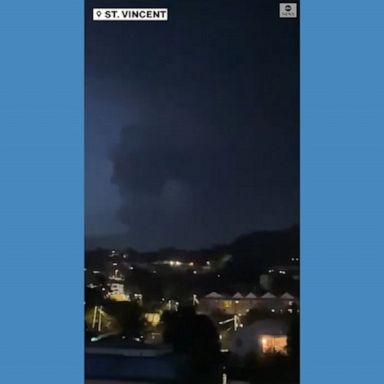 Lightning was seen in the night sky over St. Vincent after multiple reported eruptions of the La Soufriere volcano.