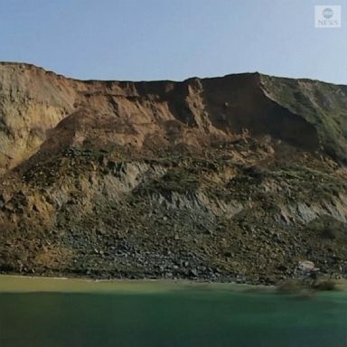 Some 4,000 tons of earth along the Jurassic Coast in Dorset, England, collapsed onto the beach below.