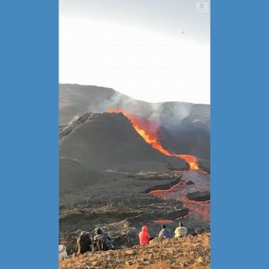 Tourists enjoyed a dramatic explosive show by the Fagradalsfjall volcano from a safe distance.