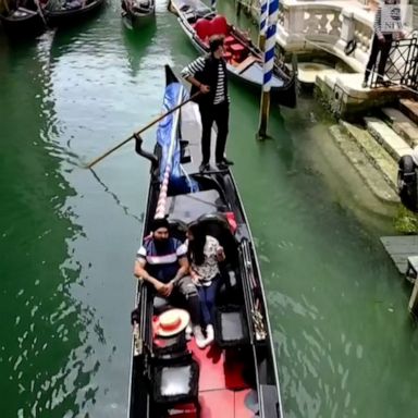 SINKING CITY: Tourists enjoy scenic gondola rides and views of the Grand Canal in Venice as Italy ditches quarantine for some European visitors.