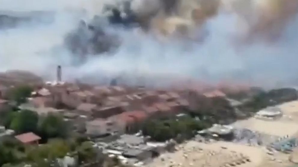 Video Italy wildfires seen in aerial footage ABC News