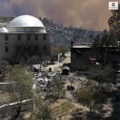 Drone footage shows the devastating aftermath of wildfires that have been raging in Turkey.