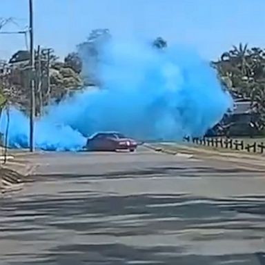 Police in Australia appealed for information from the public after a motorist was seen driving a car emitting a thick waft of smoke as part of a gender-reveal party.