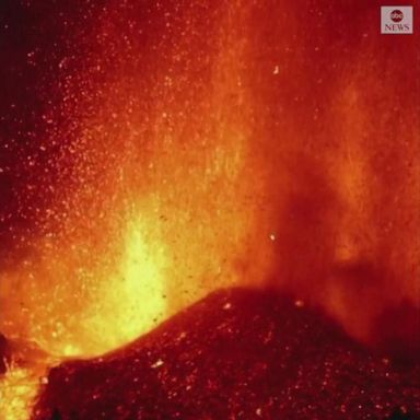 Slow-motion footage shows a volcano erupting in Spain’s Canary Islands, where the regional government evacuated nearly 5,000 people. 