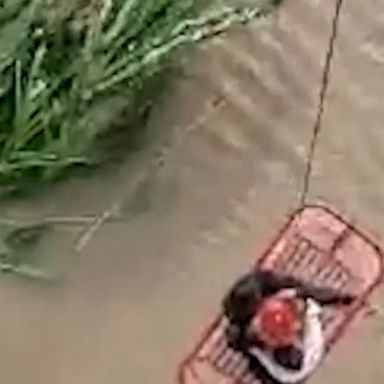 The Indian Air Force airlifted several people from a rooftop where they were surrounded by floodwater following Cyclone Gulab.