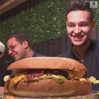 Five men competed to finish a 2.2-pound burger held by an American restaurant in Egypt. 