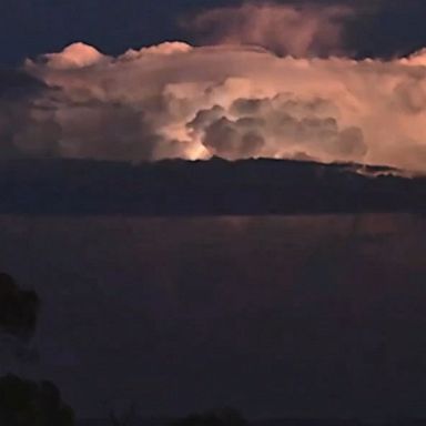 Timelapse footage captured stunning cloud formations as lightning struck over Western Australia's East Kimberley region.