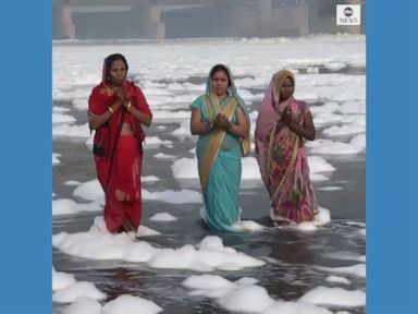 WATCH:  River in New Delhi polluted with toxic foam