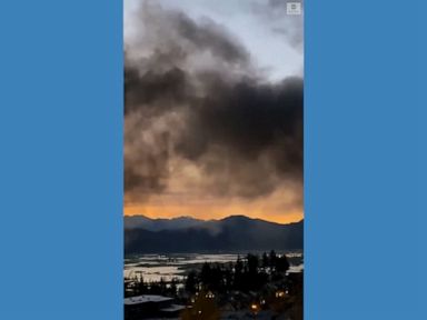 WATCH: Fire breaks out amid flood emergency in British Columbia