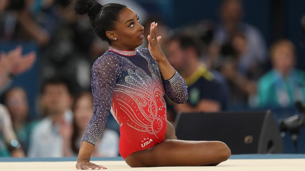 PHOTO: Simone Biles the U.S. competes in the women's artistic gymnastics individual floor exercise final at the 2024 Paris Olympics, Aug. 5, 2024.