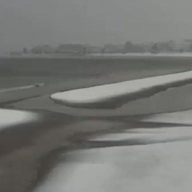 Sandy beaches turn white as fierce snowstorm hits Greece.