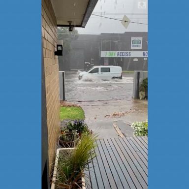 Melbourne, Australia, experienced flash flooding as meteorologists warned of damaging winds and large hailstones in the area.