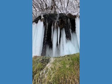 WATCH:  Waterfall freezes over in Romania