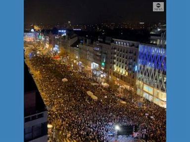 WATCH: Crowds in Prague cheer Ukrainian president's address