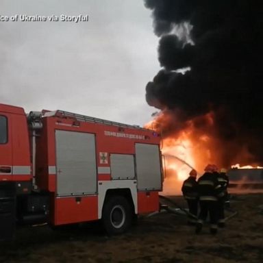 VIDEO: ABC News Live: Russian forces strike a fuel depot in western Ukraine 