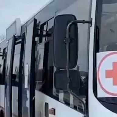 The Ukrainian Ministry of Foreign Affairs shared a video showing evacuations from outside the university in the town of Sumy, including Ukrainians and foreign students.