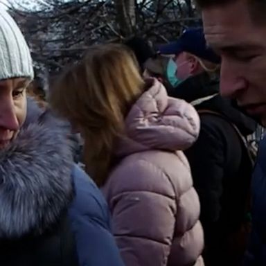 A mother taking part in an anti-war protest, stopped to speak with ABC News’ James Longman.