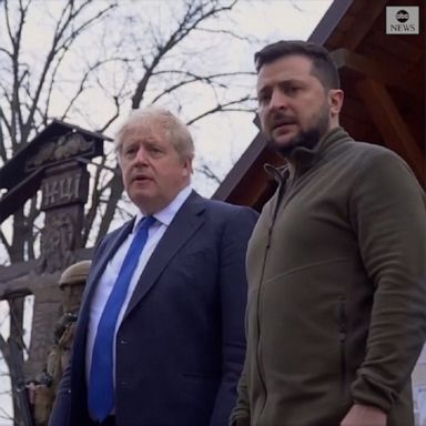 British Prime Minister Boris Johnson walked through the streets of Kyiv with Ukrainian President Volodymyr Zelenskyy, visiting the Monument of the Heavenly Hundred and speaking with locals.