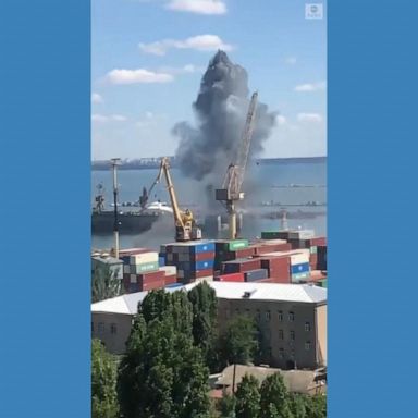 VIDEO: Smoke rises from the port in Odesa, Ukraine, following a Russian missile strike