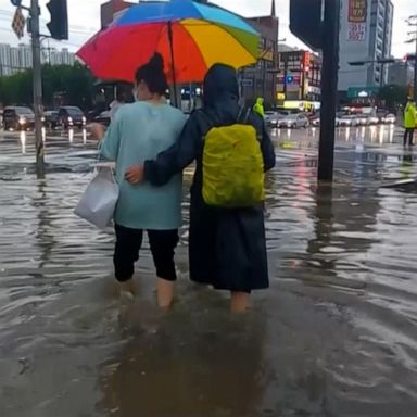 The rainfall, which is the heaviest since South Korea began tracking precipitation, is expected to last until Wednesday. 