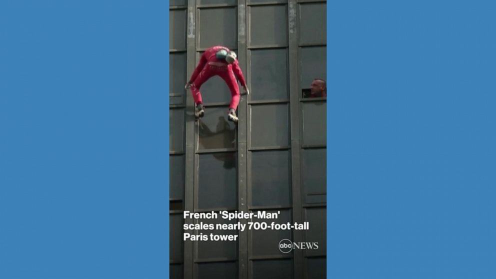 Video French 'Spider-Man' scales 60-story tower in Paris - ABC News