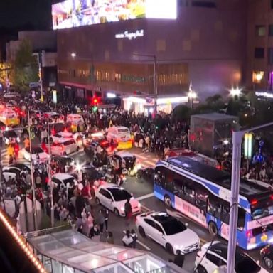 More than 100,000 people gathered for Halloween parties on Saturday night in the Itaewon leisure district in Seoul, South Korea.