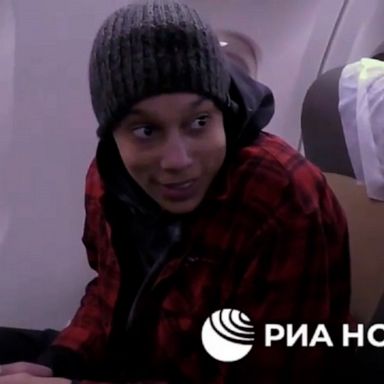 The video from Russian state media shows the WNBA star before she was released into U.S. custody.