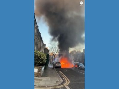 WATCH:  School bus erupts in flames on London street