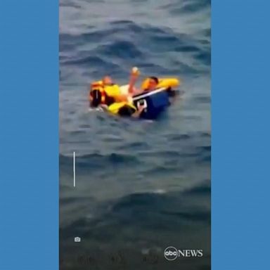 VIDEO: 3 people rescued after being found clinging to floating ice box in sea