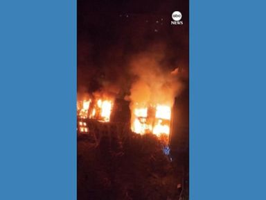 WATCH: Drone video shows blaze engulfing building in Mykolaiv after Russian attack