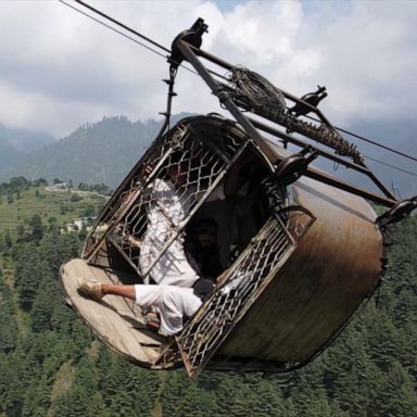 VIDEO: Drone footage reveals terrifying ordeal in hanging cable car