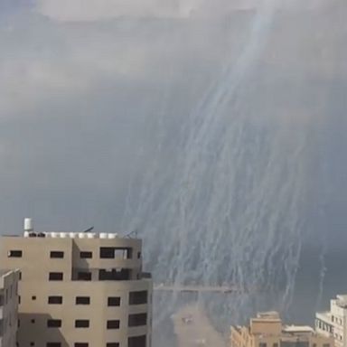 A video geolocated by ABC News shows a jellyfish-shaped plume of white smoke over the port of Gaza, which was posted on Wednesday by the official Palestinian news agency.